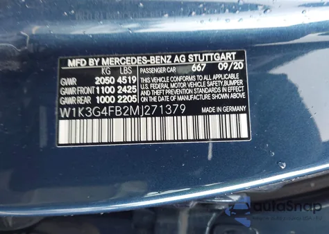 2021 Mercedes-Benz A 220 4Matic из США, поврежденный, VIN W1K3G4FB2MJ271379